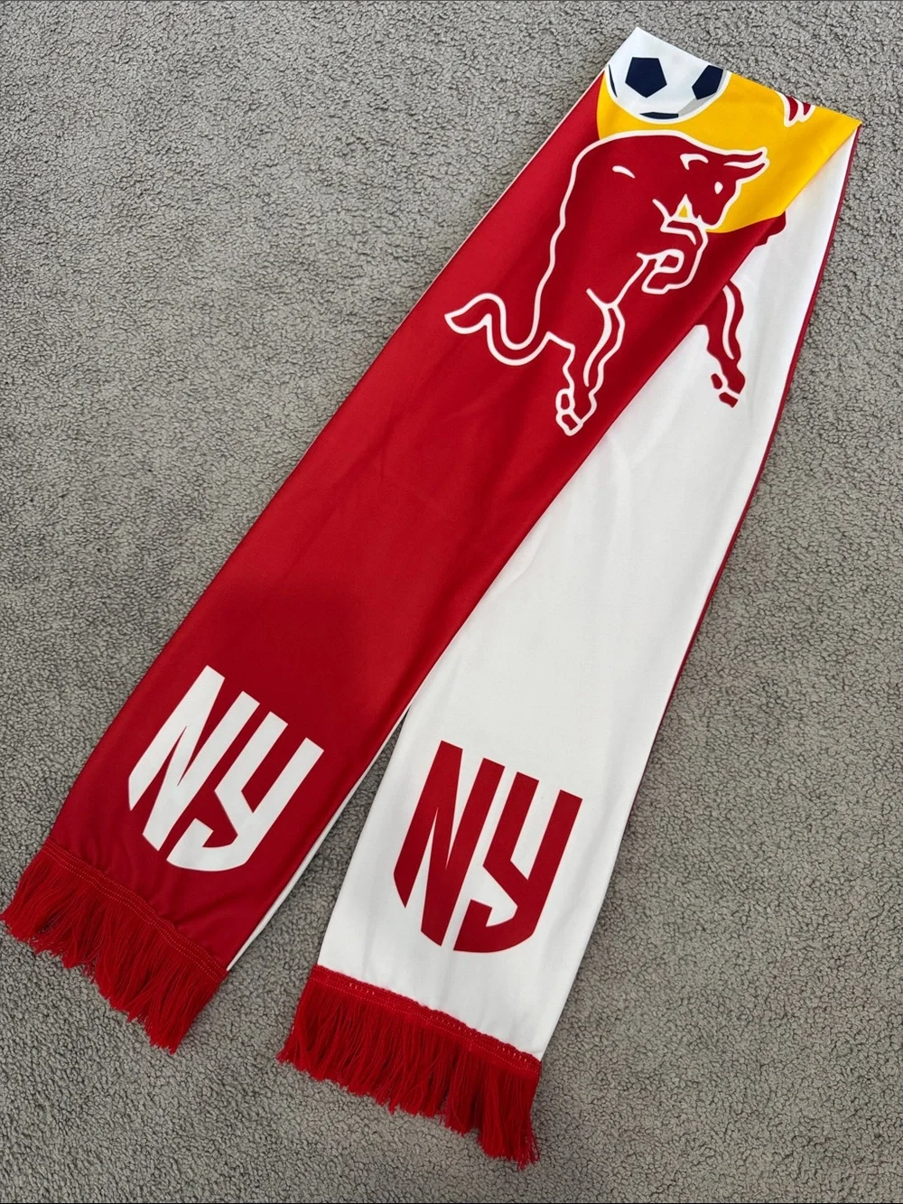 Red Bull Soccer Fan Scarf | Red & White Football Supporter Scarf